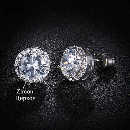 Classic Green AAA Cubic Zirconia Stud Earrings Round Crystal Girl Ear Studs for Women Multicolor Jewelry Brincos AE176