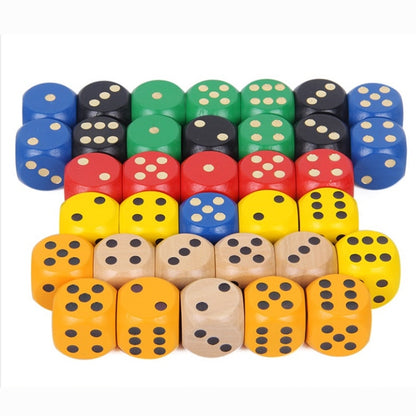 10 Pcs/Set 16mm Point Cubes Round Coener Dice Set Wooden 6 Sided Colorful Point Dice Board Game Accessory