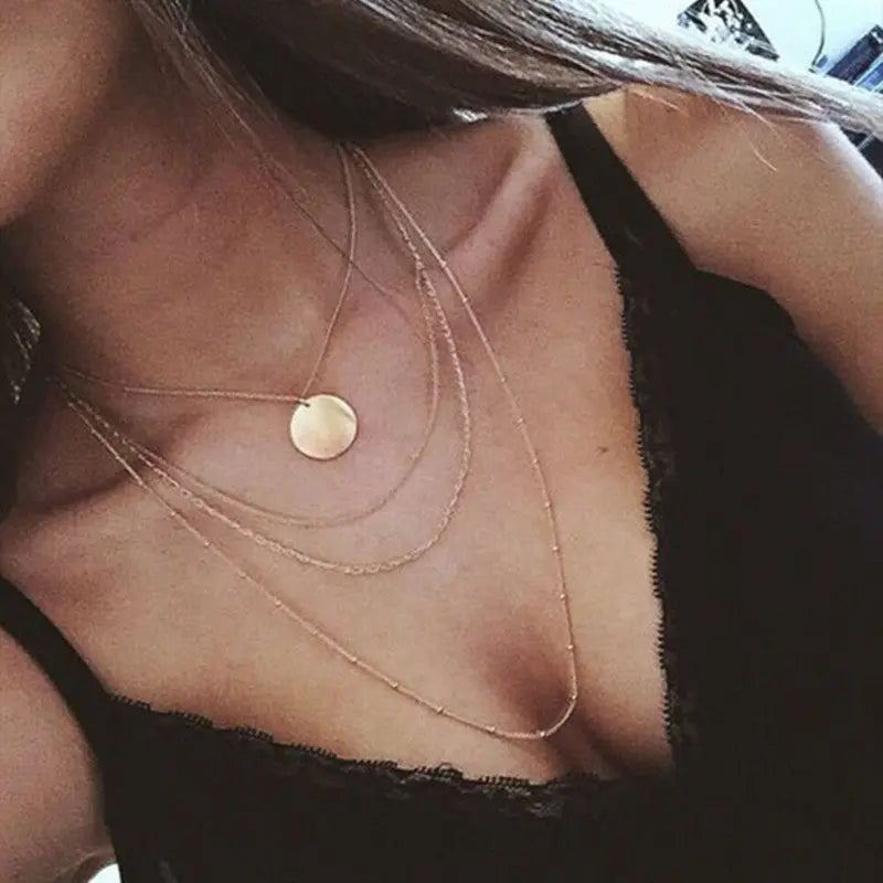 Sequins Multi Layer Long Necklaces Pendant Bohemian Pendant Necklace for Women Bijoux Jewelry Accessories