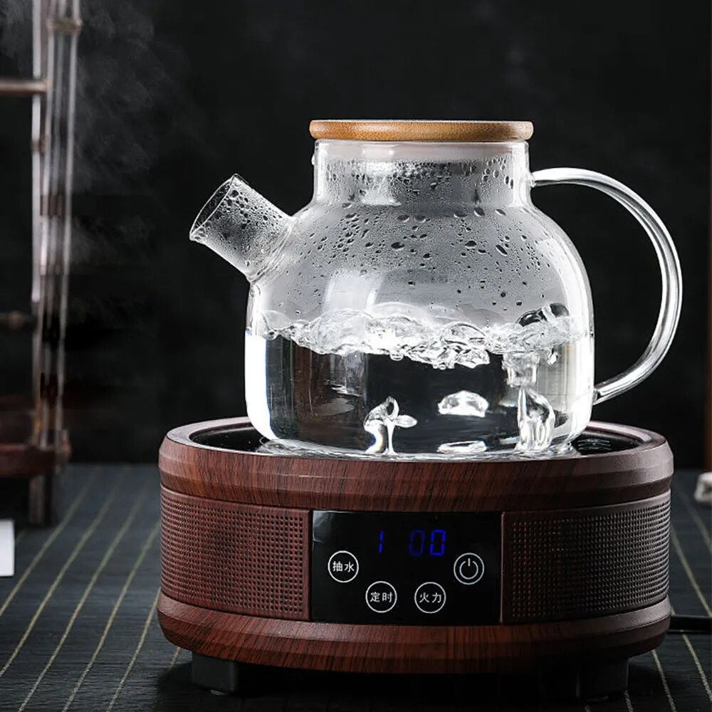 1000ML Heat Resistant Glass Teapot Clear Kettle Flower Puer Tea Infuser Pot Boro