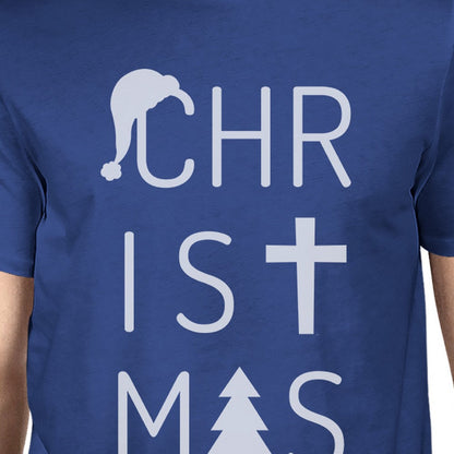 Christmas Letters Mens Royal Blue Shirt