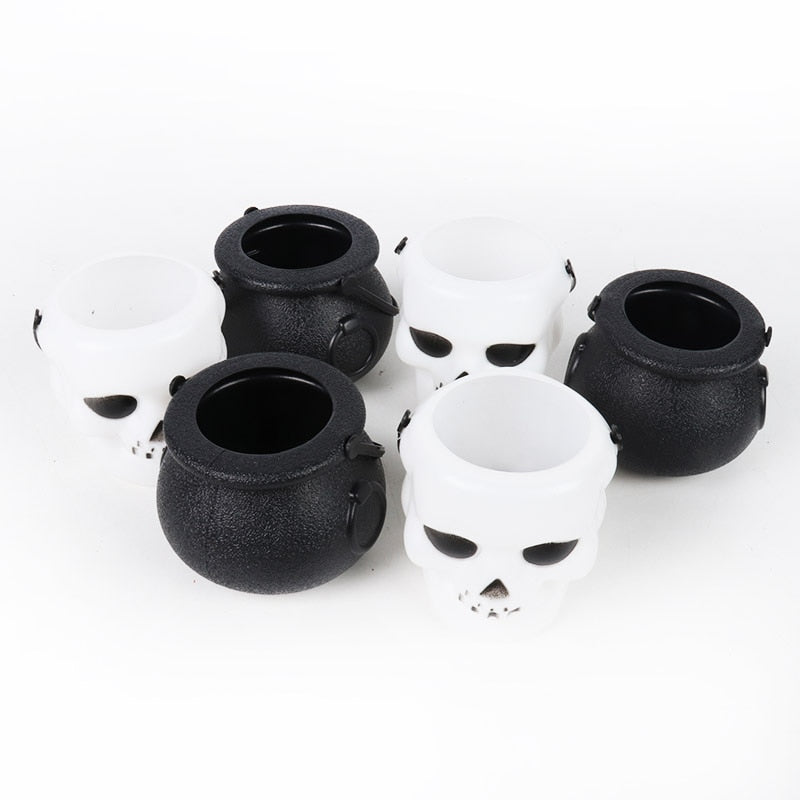 6/10pcs Mini Halloween Candy Bucket Pot Witch Skeleton Pumpkin Cauldron Holder Jar Trick or Treat Halloween Party Decorations