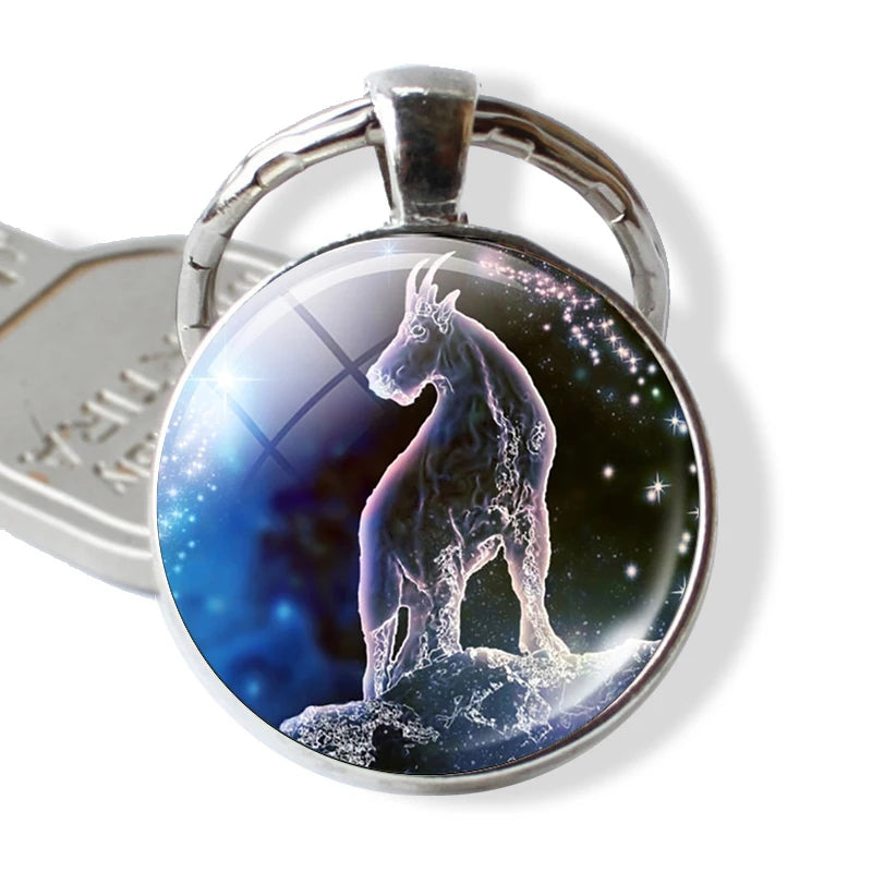 12 Constellations Keychain Constellation Key Rings Zodiac Sign Key Chain Pendant Jewelry Libra Aries Leo Fashion Birthday