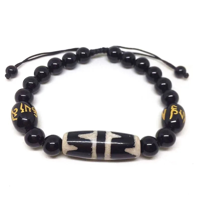Tibet Dzi Beads Bracelet Natural Stone 9 Eyes and 3 Eyes Beads Fengshui Beads Bracelet