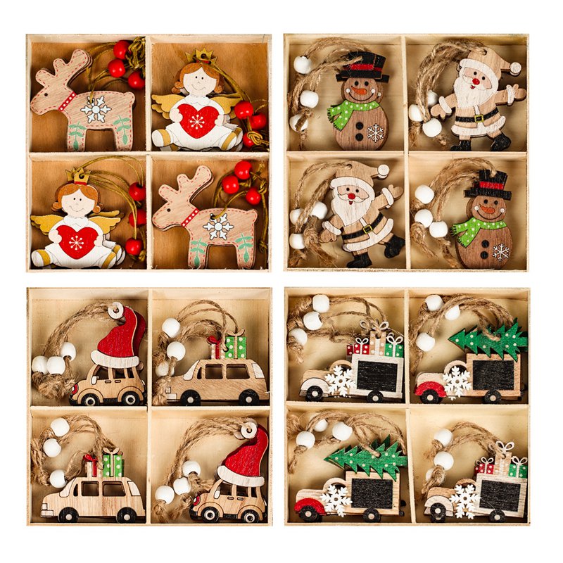 Wooden Christmas Pendant Merry Christmas Decor for Home 2023 Navidad Ornaments C