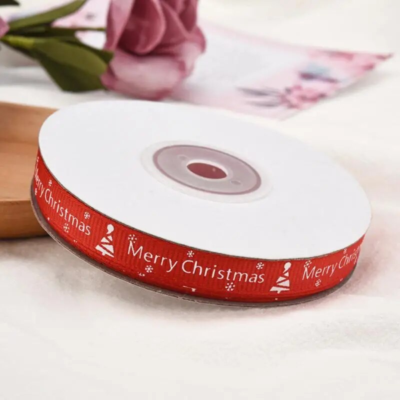 10Yards Christmas Decoration Ribbon DIY Handmade Printed  Polyester Party Christmas Wedding Party Packing Gilding Ribbon