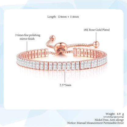 ZHOUYANG Tennis Bracelet for Woman Trendy Simple Adjustable Rose White Gold Color Bracelets Fashion Jewelry DZH009