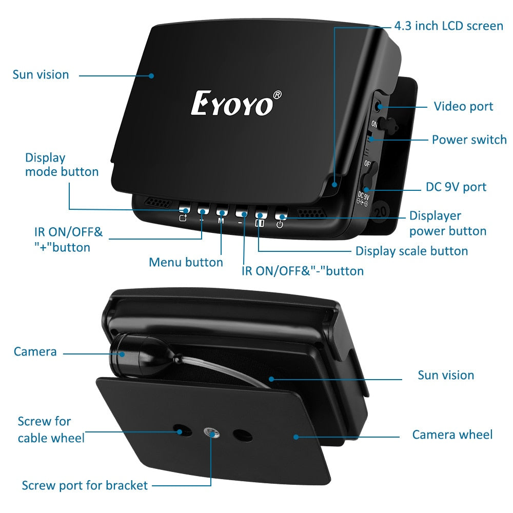 Eyoyo EF43A 20M Fish Finder 4.3" 1000TVL Underwater Ice Carp Fishing Camera for Winter Sea Fishing Tackle Accessories Pesca