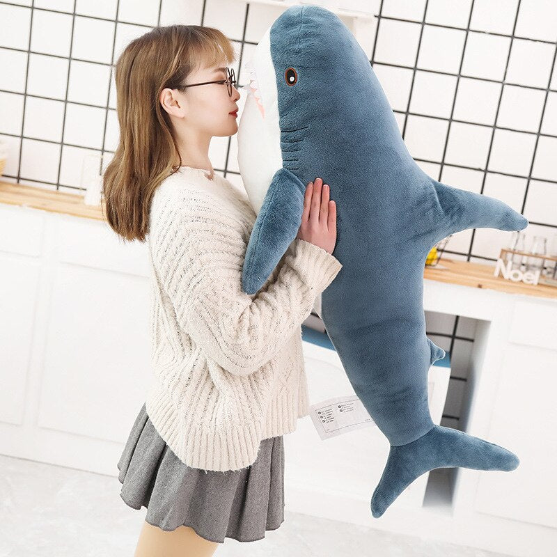 1pc 80/100cm Big Size Shark Plush Toy Soft Stuffed Speelgoed Animal Reading Pillow for Birthday for Children