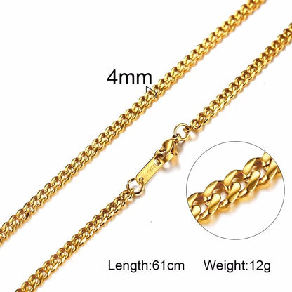 3-6mm Men Necklace Snake Chain Miami Cuba Link With Round Box and Wheat Chains Stainless Steel Choker Jewelry 24-27in