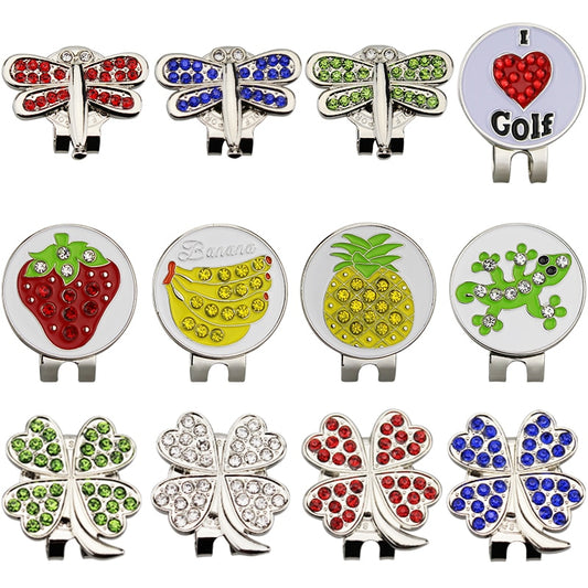 Bling Diamond Glitter Golf Ball Mark Plus Magnet Alloy Golf Hat Clip Multi Colors Golf Training Aids Golf Marker for Golfer Fans