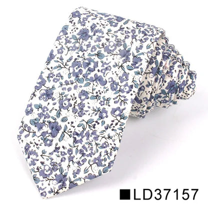 New Floral Tie for Men Women Skinny Cotton Neck Tie for Wedding Casual Mens Neckties Classic Suits Flower Print Neck Ties Cravat