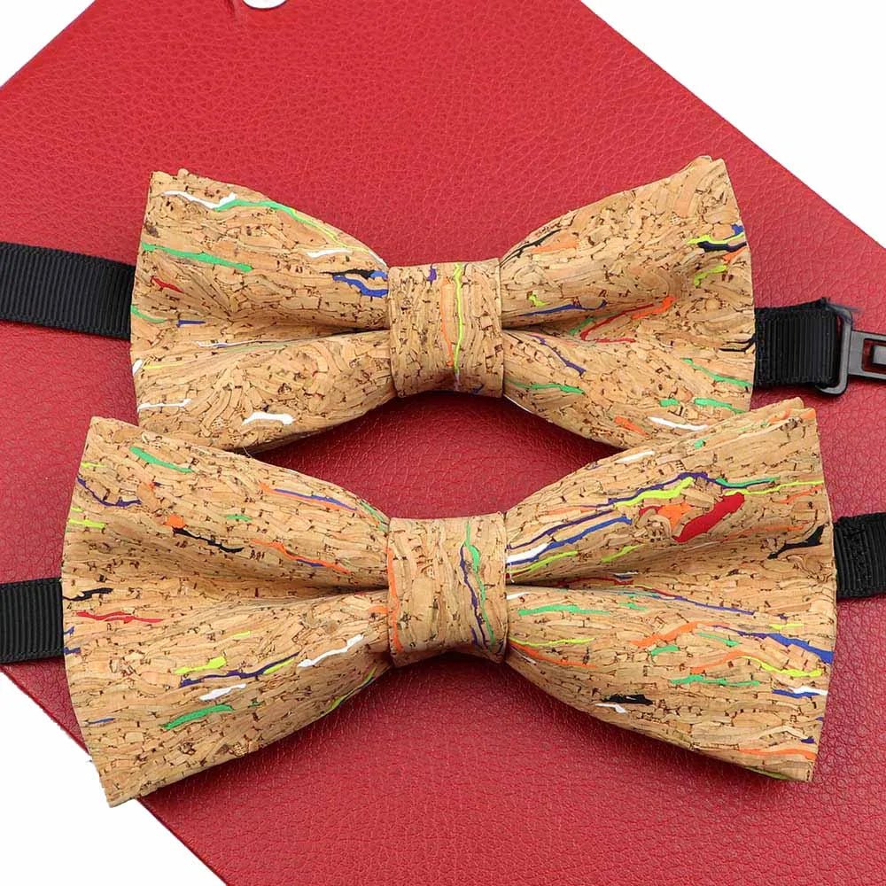 Fashion New Cork Wood Parent-Kid Bowtie Sets Fancy Adjustable Butterfly Handmade Bow Tie Wedding Party Neckwear Family Accessory