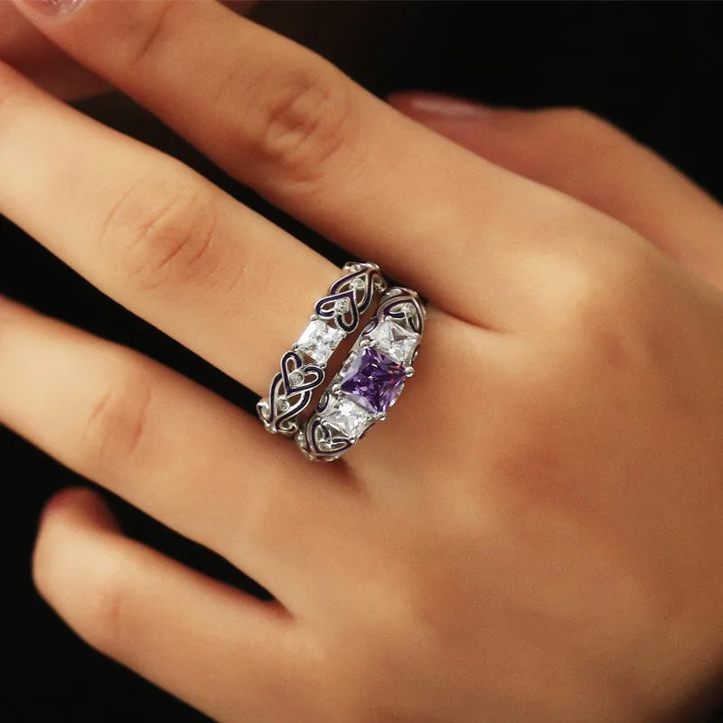 Cellacity Classic Silver Rings for Women Sapphire Ruby Emerald Amethyst Zircon Silver Fine Jewelry Female