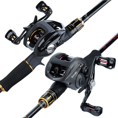Sougayilang Carbon Fiber Fishing Rod and Reel Combos 4 Section Casting Fishing Pole 12+1BB Reel Fishing Set