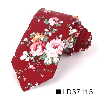 New Floral Tie for Men Women Skinny Cotton Neck Tie for Wedding Casual Mens Neckties Classic Suits Flower Print Neck Ties Cravat