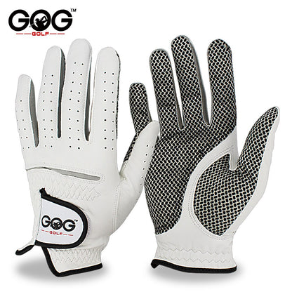 10 Pcs Mens Golf Gloves Left/Right Hands Golfer Branded Packaging White Leather