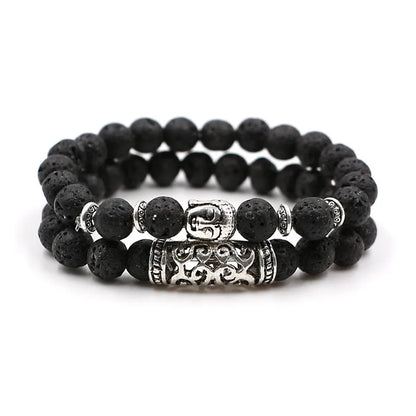DUOVEI 2 Pcs/Set Natural Stone Beads Men's Dragon Bracelet Set Lava Stone Beaded Bracelets for Women Bileklik Pulseras Hombre
