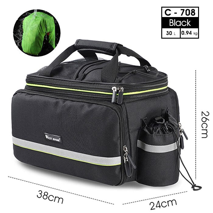 WEST BIKING Waterproof 3 in 1 Expandable Bicycle Trunk Bag Mountain Bike Rear Seat Cargo Carrier Cycling Travel Luggage Pannier