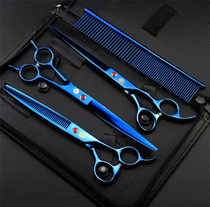 Brand Pet Grooming Scissors Set 7 8 Inch Professional Japan 440C Dog Shears Hair Cutting Thinning Curved Scissors With Comb Bag
