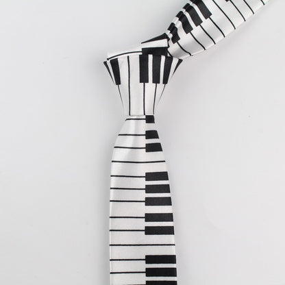 Men's Fashion Neckties Helloween Festival Christmas Tie Soft Designer  Character Necktie Music Score Piano Guitar