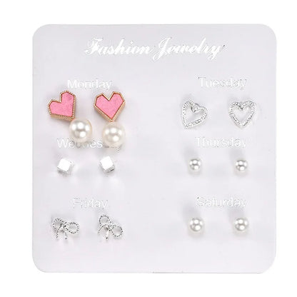 Crystal Simulated Pearl Earrings Set Women Jewelry Accessories Piercing Ball Stud Earring Kit Bijouteria Brincos