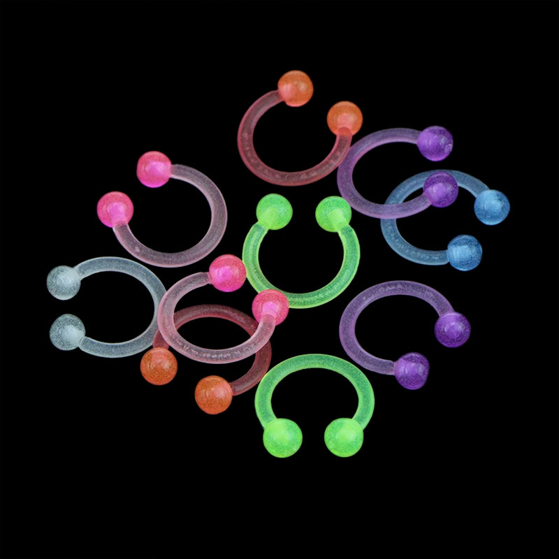 10pcs/20pcs  Luminous Acrylic Tongue Ring for Women Ear Septum Nipple Piercing Bar Bell Navel Lip Eyebrow Piercing Body Jewelry