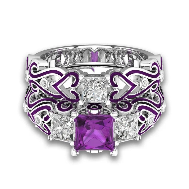 Cellacity Classic Silver Rings for Women Sapphire Ruby Emerald Amethyst Zircon Silver Fine Jewelry Female