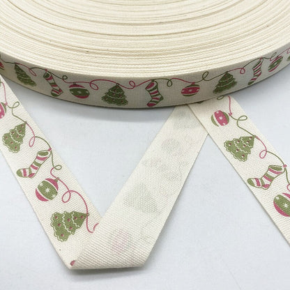 New 5yards 15mm Christmas Printed Polyester Cotton Ribbon DIY Wedding Christmas Party