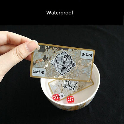 High Quality Waterproof Transparent Plastic Poker Gold Edge Playing Cards Dragon Card Game Collection