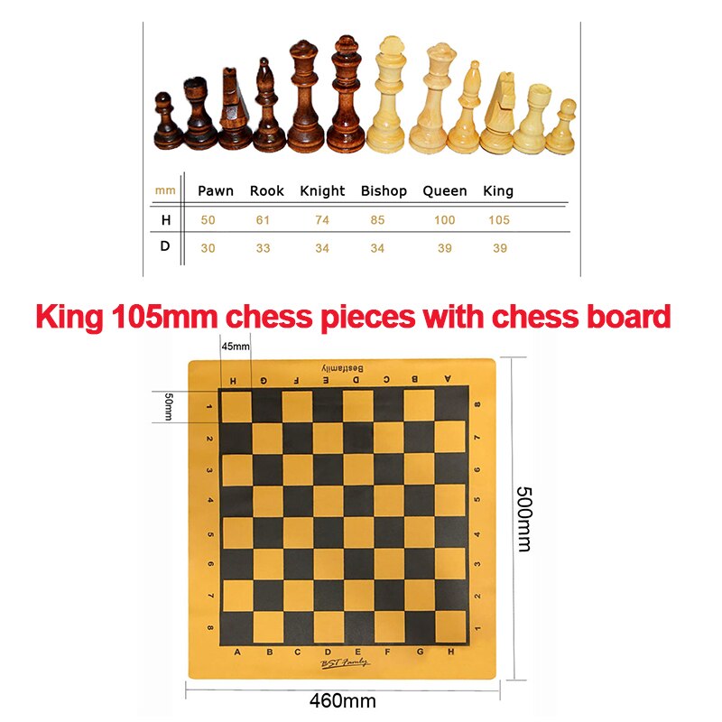32 Medieval Plastic Chess Pieces Set King Height 64 & 75 & 95 Mm Chess Game Standard Chessmen for International Competition IA13