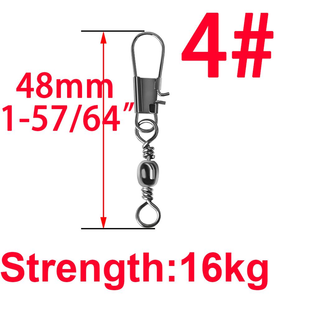 50pcs 14# to 3/0# Swivels Interlock Snap Fishing Lure Tackles Gear Accessories Connector Swivels Pin Bearing Rolling Solid Tool