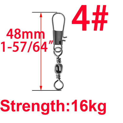 50pcs 14# to 3/0# Swivels Interlock Snap Fishing Lure Tackles Gear Accessories Connector Swivels Pin Bearing Rolling Solid Tool