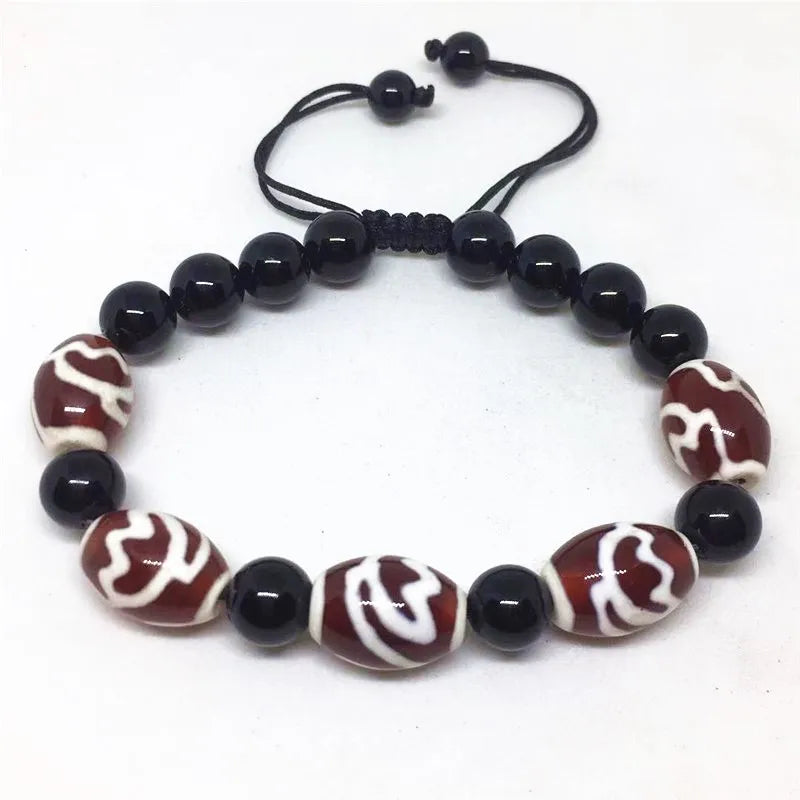 Tibet Dzi Beads Bracelet Natural Stone 9 Eyes and 3 Eyes Beads Fengshui Beads Bracelet