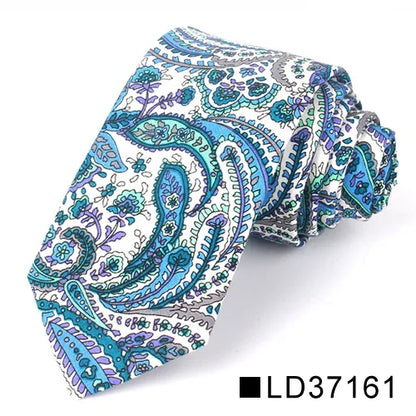 New Floral Tie for Men Women Skinny Cotton Neck Tie for Wedding Casual Mens Neckties Classic Suits Flower Print Neck Ties Cravat