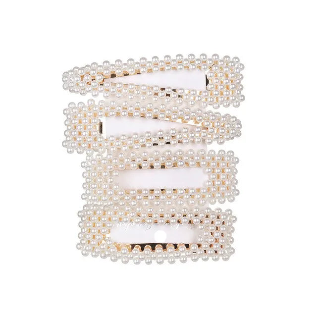 5Pcs/Set Pearl Hair Clip Snap Button Hair Pins for Women Sweet Pearl Hairpin Hair Clips Jewelry Lady Barrette Stick