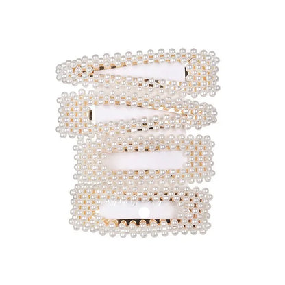5Pcs/Set Pearl Hair Clip Snap Button Hair Pins for Women Sweet Pearl Hairpin Hair Clips Jewelry Lady Barrette Stick