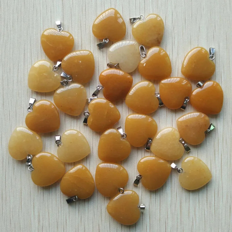 50pcs/Lot 2022 Assorted Heart Natural Stone Charms Pendants for Jewelry Making Good Quality 20mm