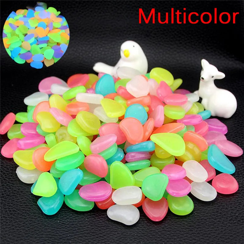 10pcs/Lot Luminous Pebbles Rocks Garden Ornaments Stone Glow in the Dark GardenFor Walkways Fish Tank Decorations