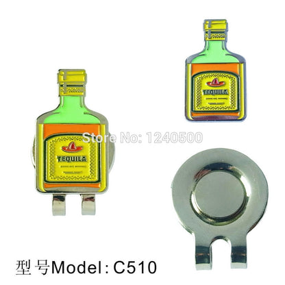 Pack 2 Pcs Tequila Bottle Golf Ball Mark W Magnetic Golf Hat Clip New Exotic Design Golf Marker Training Aids Drop Ship