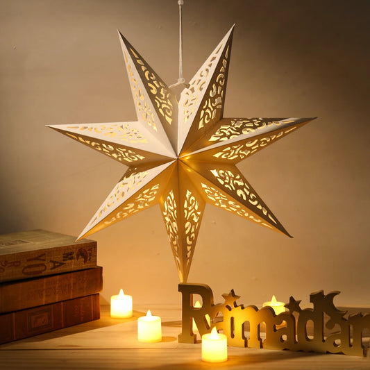 30-75cm Hollow Star Hanging Pendant Eid Mubarak Christmas Ramadan Decoration 2024 Islamic Muslim Party Decor Ramadan Kareem