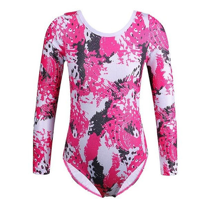 BAOHULU Long Sleeve Girls Gymnastics Leotard Sparkle Children Ballet Leotard