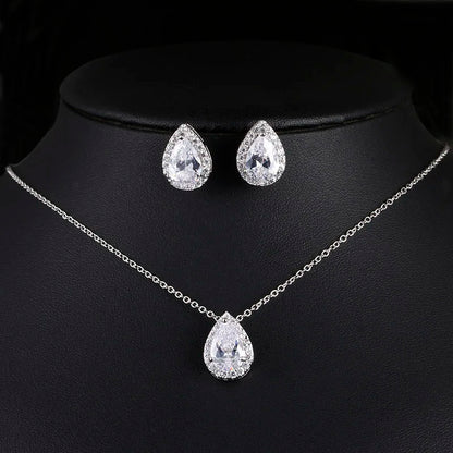 Nigerian Water Drop Cubic Zirconia Wedding Jewelry Sets Inlay Luxury Crystal Bridal Jewelry Set for Bridesmaids AS099