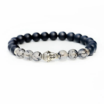 Buddhism Yoga Balance Bracelet Men Bileklik Black Matte Natural Stone Beads Bracelet for Women Braclet Jewelry AB216