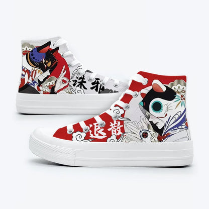 Amy and Michael Women Vulcanize Shoes Ladies Casual High Top White Sneakers Special Designer Hand Painted Canvas Shoes