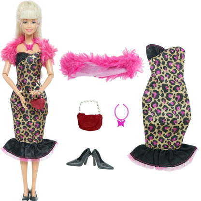 Lot Doll Outfit Playset Coat Dress Shirts Vest Shorts Trouser Blousers Bags Shoes Hat Cool Clothes for Barbie Doll Accessories