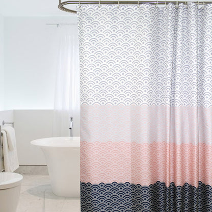 Nordic Shower Curtain Geometric Color Block Bath Curtains Bathroom for Bathtub Bathing Cover Extra Large Wide 12pcs Hooks