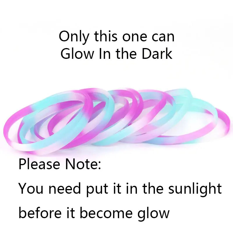 5 Pieces Mix Color Fitness Wristband Rubber Silicone Men's Women's Children's Bracelet for Man Jewelry Glow in the Dark