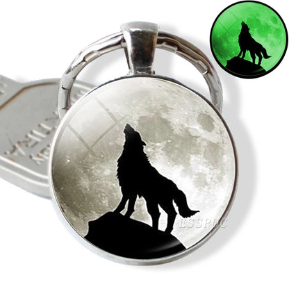Glow in the Dark Wolf Key Chain Key Rings Holder Luminous Wolf Head Keychain Men Jewelry