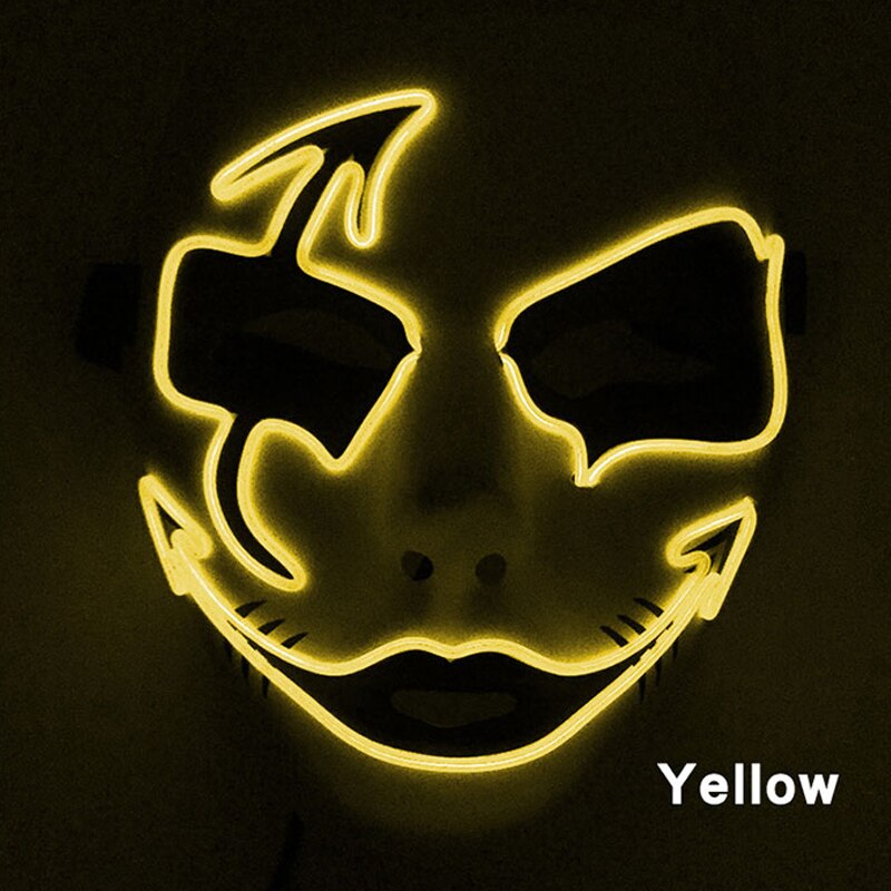 Neon Light LED Mask LED Halloween Scary Mask Cosplay Party Masque Masquerade Masks Halloween Costume Carnival Glow Party Props